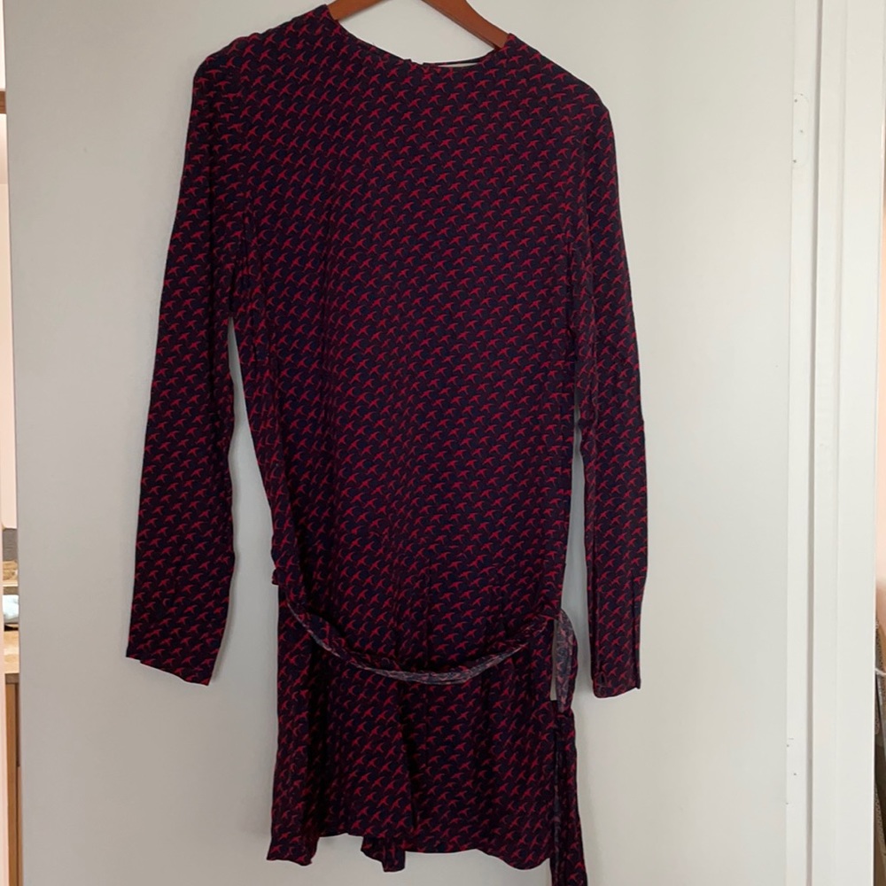 Vanessa Bruno Red and Blue Patterned Jumpsuit